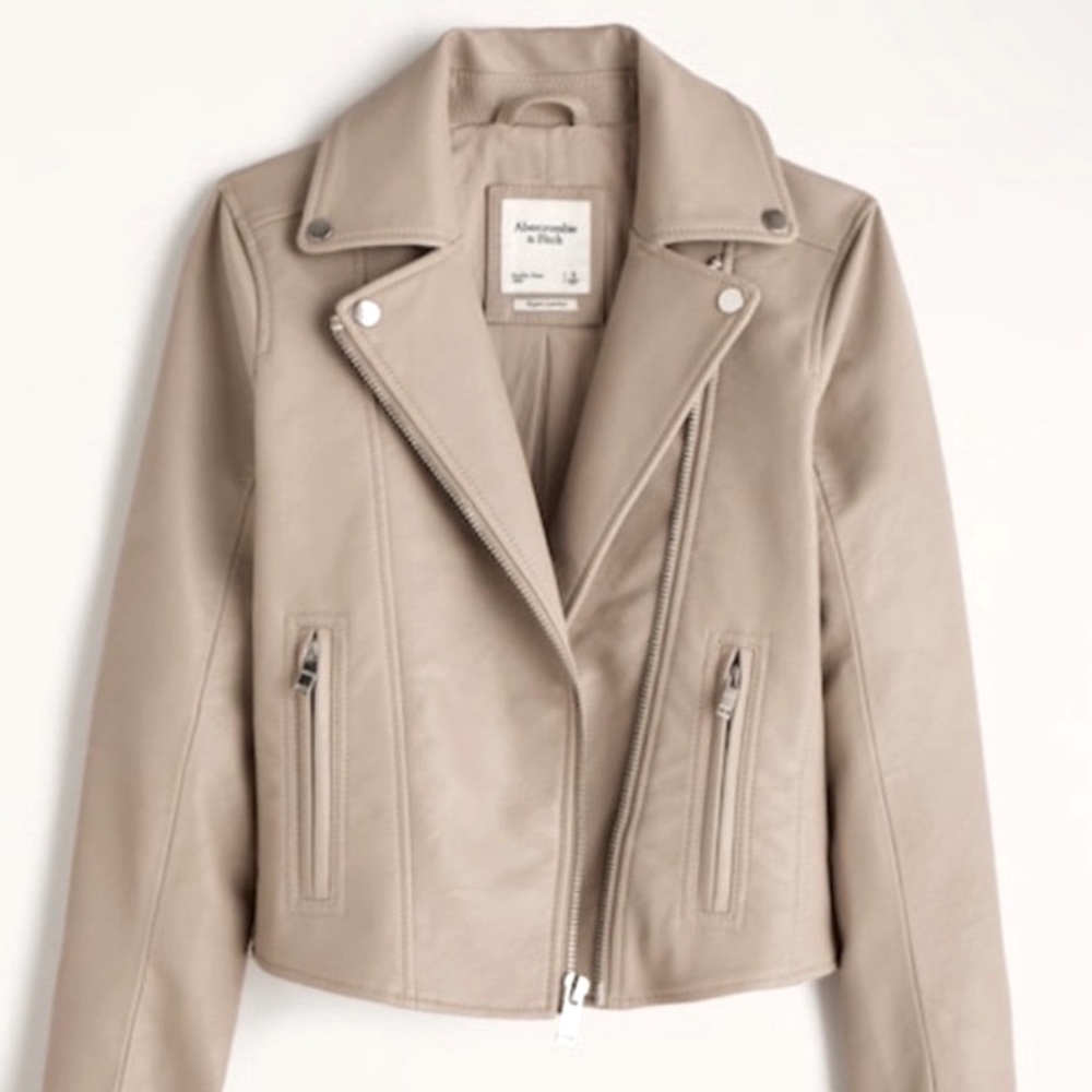 Abercrombie & Fitch Vegan Leather Jacket (Tan)